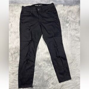 Old Navy Women’s Rockstar Mid Rise Black Distressed Jeans Size 14